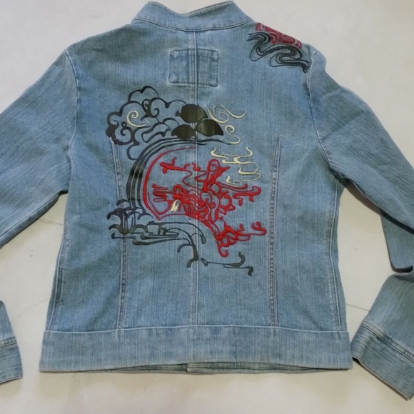 VINTAGE 90S MARITHE GIRBAUD WOMENS TRUCKER JEANS JACKET SIZE L BLUE VTG NEW - Picture 2 of 6